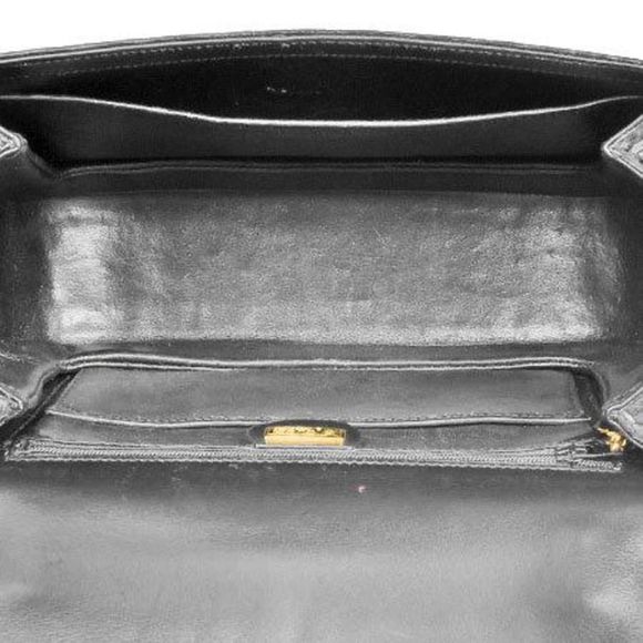 Gucci Old Gucci Handbag Crocodile Black Gold Crest - Picture 8 of 10